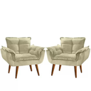 Ver imagem 1 de Kit 2 Poltrona Opala Bege Suede Decorativa para Sala Escritório Biselos-decor
