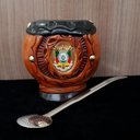 Ver imagem 2 de Cuia Artesanal de Chimarrão Estilo Uruguaia Coquinho Gajeta Brasão