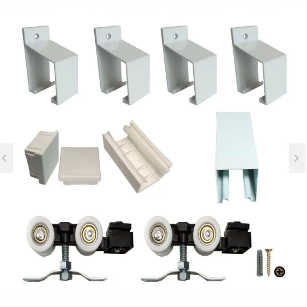 Porta de Correr Branco Prime com Kit Alumínio Branco - 210x110 - 2