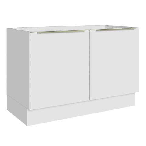 Balcão Gabinete de Pia Madesa Lux 120 cm 2 Portas (Sem Tampo) Branco/Branco Veludo