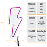 Painel Luminoso Letreiro Criativo Raio - Neon Led Roxo - 4