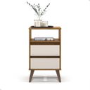 Ver imagem 1 de Mesa de Cabeceira Retrô 2 Gavetas - Mod.3042 Cor:freijó/off White