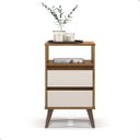 Ver imagem 2 de Mesa de Cabeceira Retrô 2 Gavetas - Mod.3042 Cor:freijó/off White
