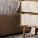 Ver imagem 4 de Mesa de Cabeceira Retrô 2 Gavetas - Mod.3042 Cor:freijó/off White
