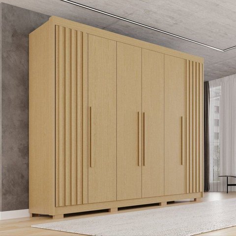 Guarda-Roupa Casal com Pés 100% MDF 6 Portas 6 Gavetas Granada Premium Marrom/Jequitiba