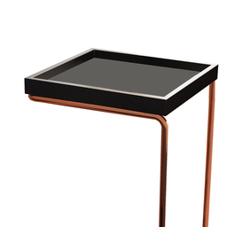 Mesa de Apoio Lateral para Sofá Anny Base em Metal Cobre Tampo Preto - 4