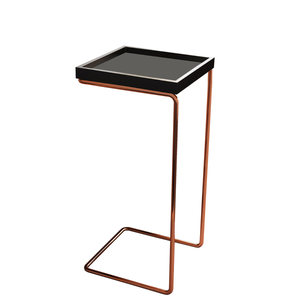 Mesa de Apoio Lateral para Sofá Anny Base em Metal Cobre Tampo Preto