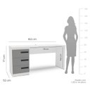 Ver imagem 3 de Mesa Escrivaninha Valência Home Office 3 Gavetas 163x77cm Cinza/Branco 250693