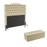 Kit Cabeceira Decorativa Para Cama Box Pollux e Calçadeira Sagitarius 160 Para Cama Queen Sued Bege  - 1