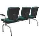 Ver imagem 5 de Cadeira Longarina 3 Lugares Aeroporto Recepção Cromado Baixa Flexi P03 Poliéster Verde - lyam Lyam D