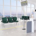 Ver imagem 2 de Cadeira Longarina 3 Lugares Aeroporto Recepção Cromado Baixa Flexi P03 Poliéster Verde - lyam Lyam D