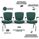 Ver imagem 4 de Cadeira Longarina 3 Lugares Aeroporto Recepção Cromado Baixa Flexi P03 Poliéster Verde - lyam Lyam D