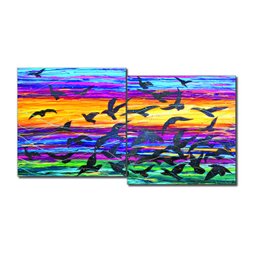 Conjunto com 2 Lindos Quadro Decorativo Originais Pintados a Mão Medindo 73x136 Cm - 3