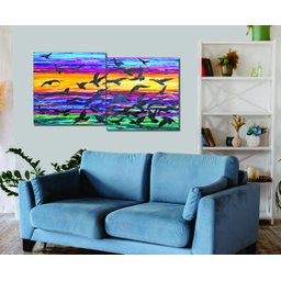 Conjunto com 2 Lindos Quadro Decorativo Originais Pintados a Mão Medindo 73x136 Cm - 2