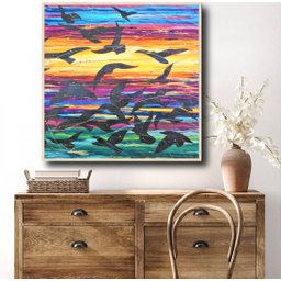 Conjunto com 2 Lindos Quadro Decorativo Originais Pintados a Mão Medindo 73x136 Cm - 5