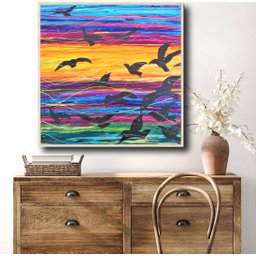 Conjunto com 2 Lindos Quadro Decorativo Originais Pintados a Mão Medindo 73x136 Cm - 4