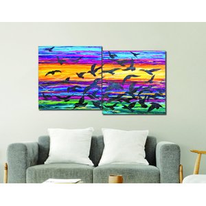 Conjunto com 2 Lindos Quadro Decorativo Originais Pintados a Mão Medindo 73x136 Cm