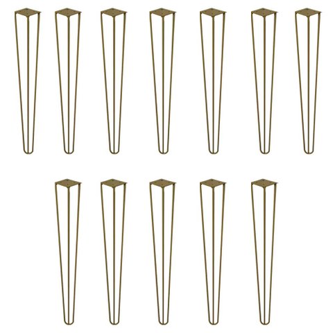Kit 12 Pés de Metal 60 CM Hairpin Legs Mesa de Canto Aparador Dourado