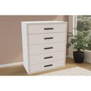 Ver imagem 1 de Cômoda Valência 5 Gavetas MDF-MDP Puxador Plástico Branco-Creme Politorno Móveis