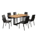 Ver imagem 2 de Conjunto Sala de Jantar Mesa 160x90cm Base Pérola Tampo MDF Malibu Preto/Fosco/Cinamomo