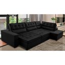 Ver imagem 1 de Sofá de Canto Retrátil e Reclinável com Molas Ld 3,40x2,00m Viviane Suede Preto Preto