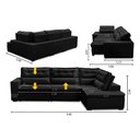 Ver imagem 2 de Sofá de Canto Retrátil e Reclinável com Molas LD 3,40x2,00m Viviane Suede Preto Madelina Decor