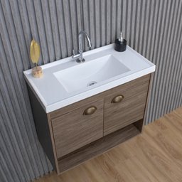 Gabinete Armario para Banheiro 100% MDF com Cuba - Crotone Munique 50cm - 8