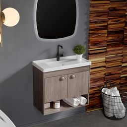 Gabinete Armario para Banheiro 100% MDF com Cuba - Crotone Munique 50cm - 4