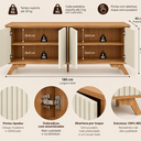 Ver imagem 4 de Balcao Buffet 4 Portas Ripadas em MDF 180cm Freijó/Branco - Dalla Costa