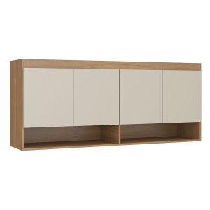 Armário Modulado Aéreo para Quarto 4 Portas 2 Nichos Carvalho
