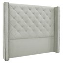 Ver imagem 3 de Kit Cabeceira e Calçadeira Recamier Casal 1,40m Vicenza Veludo - Pallazio Cinza Prata