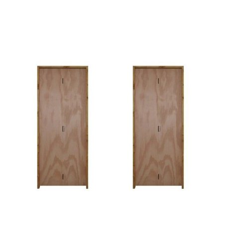 Kit com 2 Kit Portas de Madeira Camarão 210x82cm Batente 11cm Rodam Marrom/Mescla Hale Esquadrias