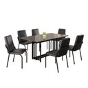 Ver imagem 2 de Conjunto Sala de Jantar Mesa 160x90cm Base Pérola Tampo MDF com Vidro Malibu Preto/Fosco/Grafite