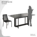 Ver imagem 5 de Conjunto Sala de Jantar Mesa 160x90cm Base Pérola Tampo MDF com Vidro Malibu Preto/Fosco/Grafite