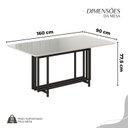 Ver imagem 3 de Conjunto Sala de Jantar Mesa 160x90cm Base Pérola Tampo MDF com Vidro Malibu Preto/Fosco/Off White