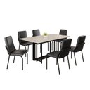 Ver imagem 2 de Conjunto Sala de Jantar Mesa 160x90cm Base Pérola Tampo MDF com Vidro Malibu Preto/Fosco/Off White