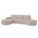Ver imagem 2 de Sofá Orgânico com Chaise e Puff 03 Lugares com Molas Ensacadas no Assento Tecido Bouclé Bege 3,15m