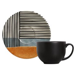 CONJUNTO C/ 6 XÍCARAS DE CHÁ C/ 6 PIRES COUP ABSTRATA 260ml - 1