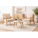 Ver imagem 1 de Kit 2 Poltronas Decorativas Efata Madeira Maciça Linho Bege Claro