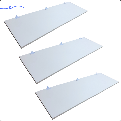 Kit 3 Prateleira Branca 90X25 + Suporte Flutuante Mdf  Organizadora Decoração Cozinha Banheiro Sala