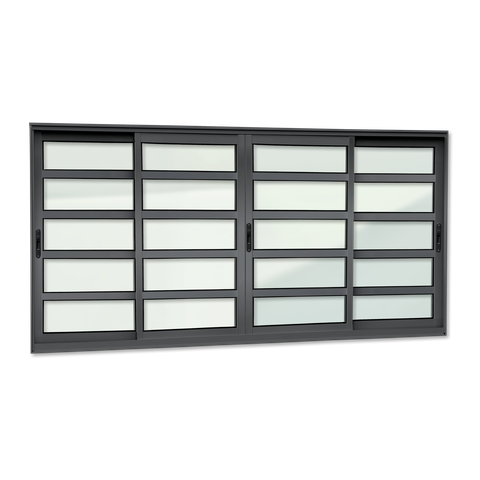 Janela Alumínio Elite c/Travessas 4 Folhas Moveis 120 x 200 V.Liso Preto Brimak