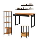 Ver imagem 3 de Escrivaninha Mesa de Apoio Estante e Prateleiras 100% Mdf Cor:preto Fosco com Freijó