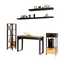 Ver imagem 2 de Escrivaninha Mesa de Apoio Estante e Prateleiras 100% Mdf Cor:preto Fosco com Freijó