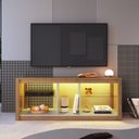 Ver imagem 1 de Rack para TV até 55 Polegadas com LED 136cm 2 Prateleiras em Vidro Marrom