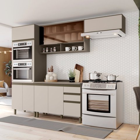 Cozinha Modulada Compacta 04 Peças 100% MDF com Torre Quente Connect