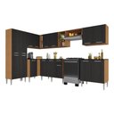 Ver imagem 2 de Armário Cozinha Modulada Completa de Canto 432,5cm Pequim Pop Multimóveis Mp3774 Madeirado/preto