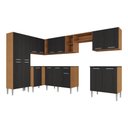 Ver imagem 5 de Armário Cozinha Modulada Completa de Canto 432,5cm Pequim Pop Multimóveis Mp3774 Madeirado/preto