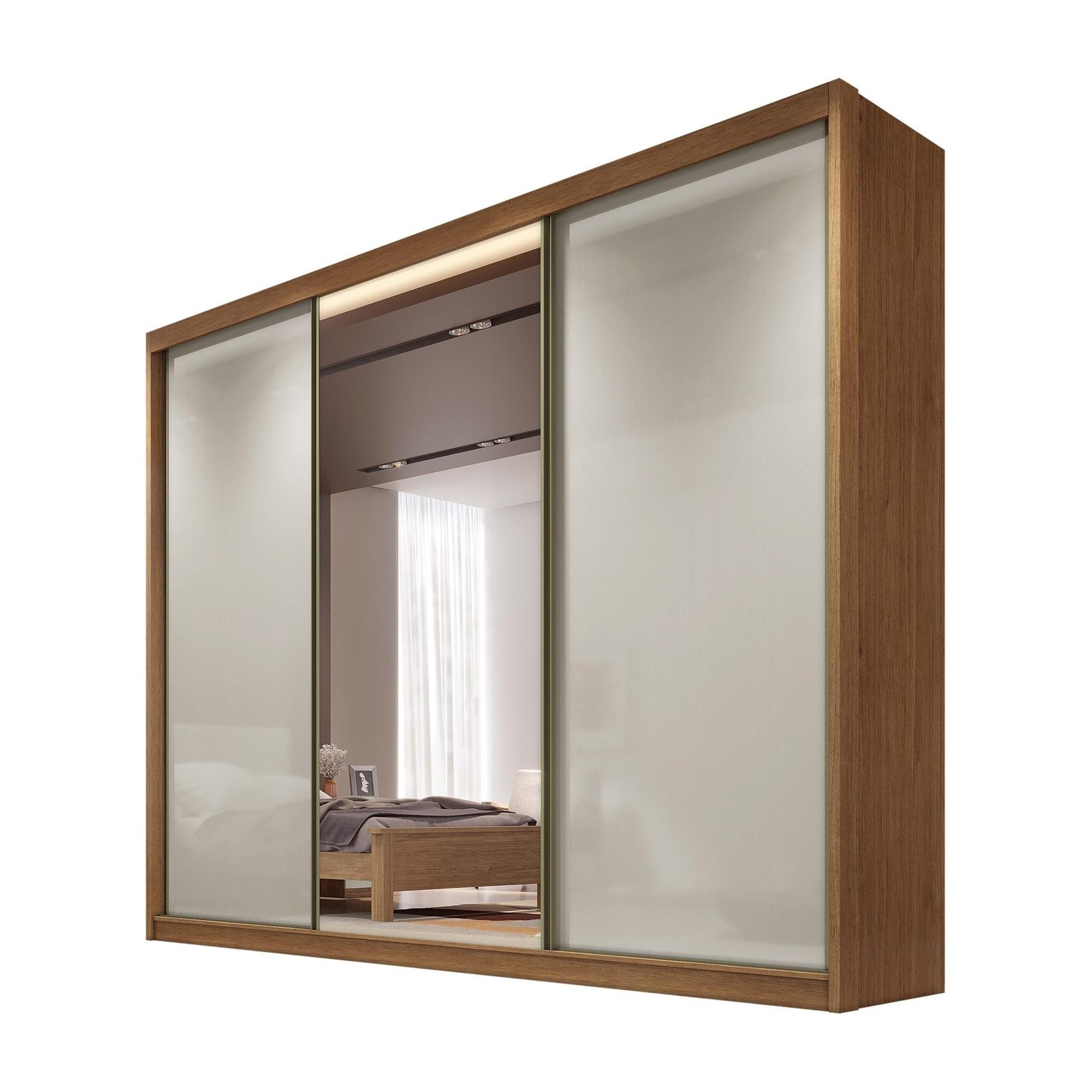 Guarda Roupa Casal 1 Porta Espelhada 6 Gavetas 100%mdf Diamond Cumaru Fendi - Novo Horizonte