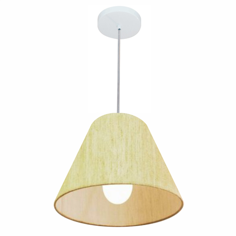 Lustre Pendente Cone Vivare Md-4028 Cúpula em Tecido 25/30x12cm - Bivolt - Rustico Bege - Bivolt