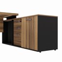 Ver imagem 7 de Mesa em L 1,50m Armário Lateral 3 Gavetas Pé Painel Ng Pr F5 Cor:nogal com Preto